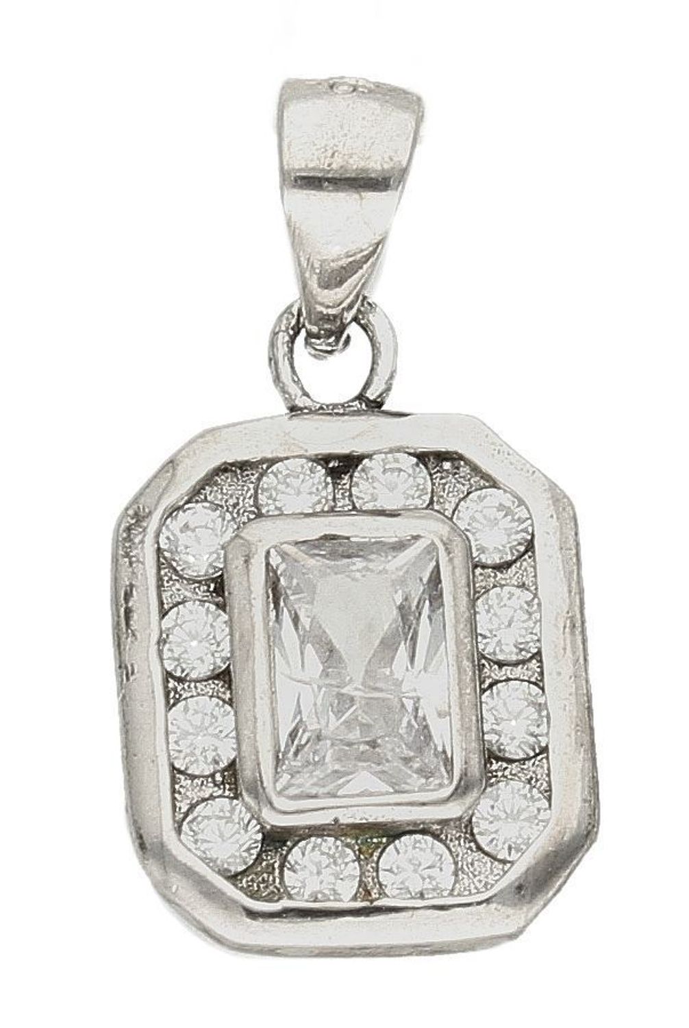 Zawieszka damska  Prostokątne zwierciadło  W 2056 Srebrna zawieszka o ponadczasowej formie uzupełniona cyrkonią. Została wykonana z najwyższej jakości srebra próby 925. Idealny pomysł na prezent.jpg